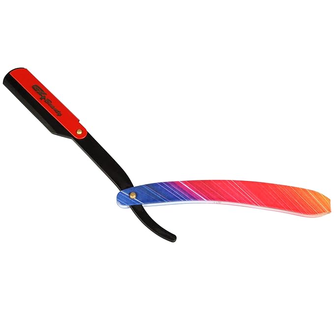 G4 Stainless Steel Straight Edge Barber Shaving Razor Blade for Close Shaving Men Replaceable Blades (Rainbow)