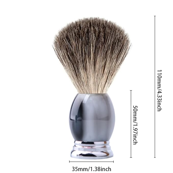 Grandslam Luxury Badger Shaving Brush Handmade Pure Badger Hair Brush with Gray Resin Handle Heavy Alloy Base + Badger Bristle