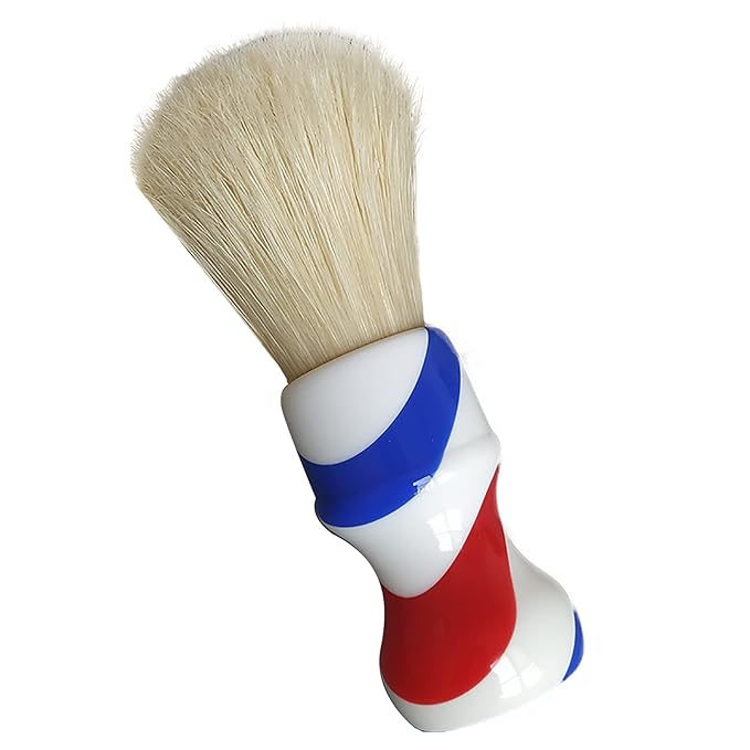 plisoft boar bristle hair shaving brush good backbone with barber pole resin handle has brean in