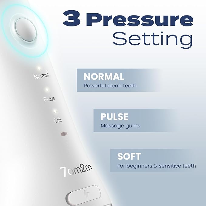 7AM2M Portable Cordless Water Flosser, Oral Irrigator with 3 Modes & 2 Tips, Fast Rechargeable, IPX7 Waterproof, Dental Water Flosser for Travel and Home Use (White)