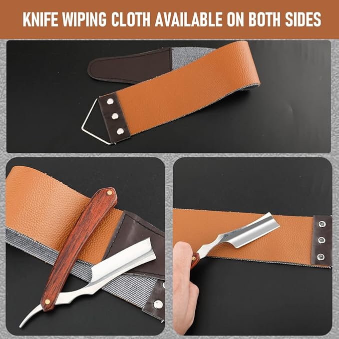 Straight Razor With Strope - Professional Straight Edge Barber Premium Stainless Steel Shaver With Shaving Strop for Men Home & Salon Grooming Using (NO.157)