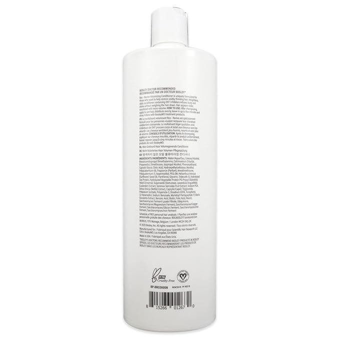 BosRevive Volumizing Conditioner for Noticeably Thinning, Non Color-Treated Hair – DHT-Blocking Saw Palmetto, Biotin Strengthening, Niacin Revitalizing & Panthenol, Vegan, Sulfate-Free 33.8 Fl Oz