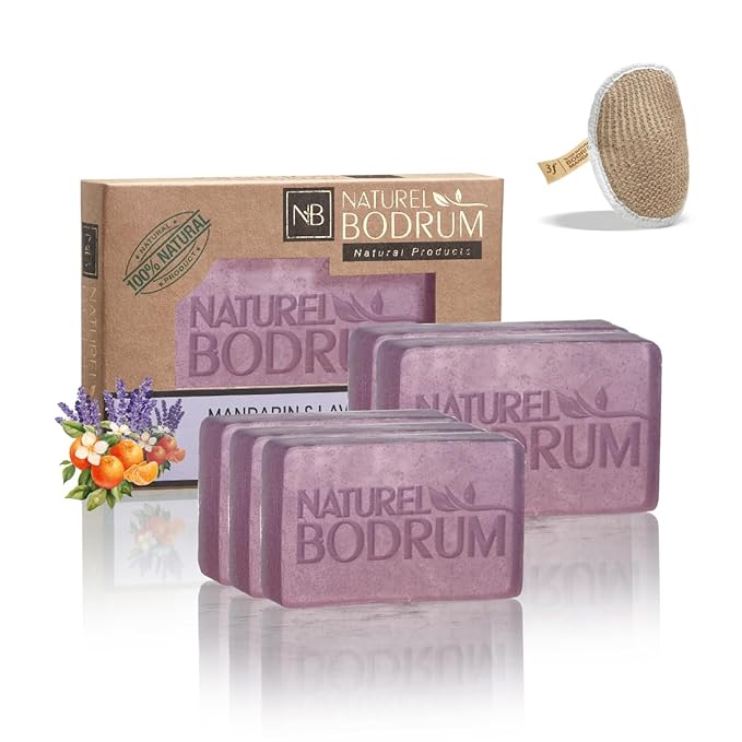 Mandarin and Lavender Organic Soap Bar for Women and Men, Pack of 5 Glycerin Soap Bars - Calming Hyperpigmentation & Pore-Tightening Bar Soap - Natural & Vegan Spa Gift, for All Skin Types