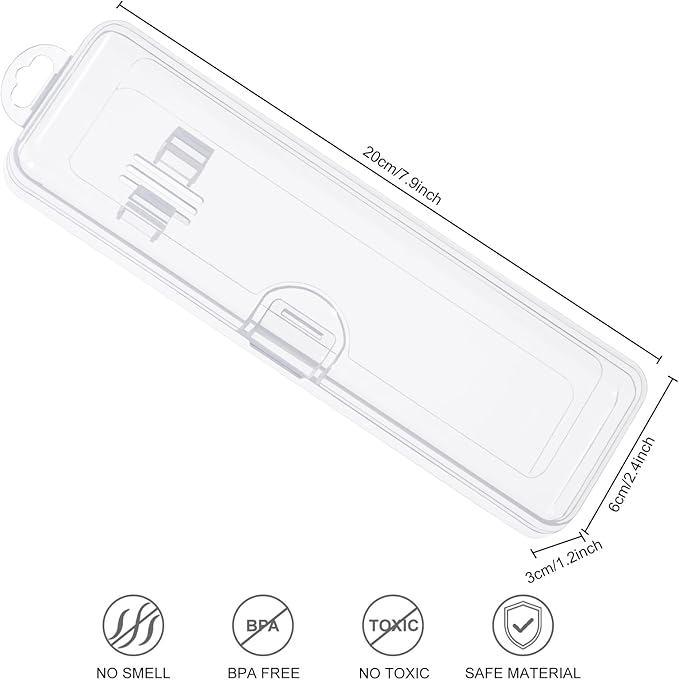 Yeeco Toothbrush Case 2 Packs, Transparent Toothbrush Travel Case, Plastic Toothbrush Holder Travel Size, 7.87 x 2.36x 1.18 inches Portable for Traveling Can Palce 2 Toothbrushes,Clear