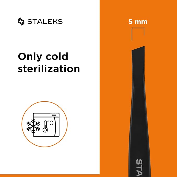 STALEKS PRO Expert 11 Type 3b Professional Eyebrow Tweezers (Black) – Wide Beveled Stainless Steel for Thick Brows & Effective Hair Removal