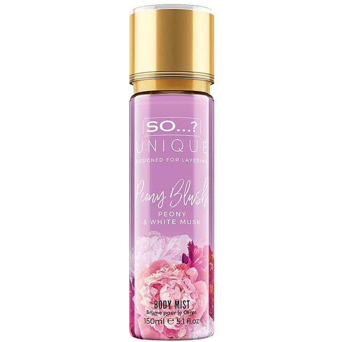 So...? Unique Peony Blush Body Mist - Floral, Fruity Vanilla Perfume with Bergamot and Pear Notes - Perfume for Women - Body Spray for Women - 5.1 oz