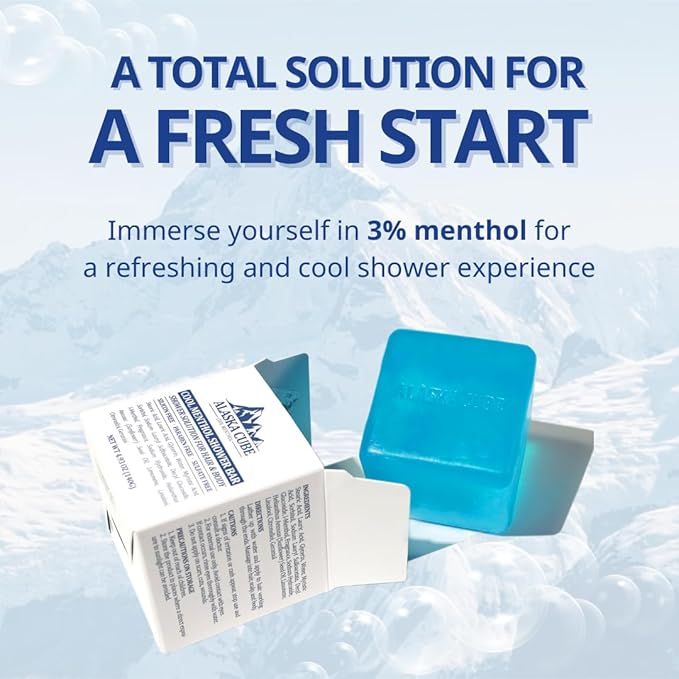 Cool Menthol Shower Bath Body Soap Bar Cleanser Cooling Effect Rich Foam Body Wash Shampoo Deodorant for Face and Body 3% Menthol 4.93oz Perfect For Men Women Smell Best Refreshing