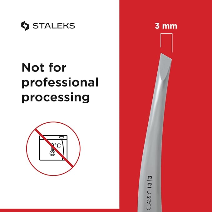 STALEKS CLASSIC 13 Type 3 Eyebrow Tweezers – Wide Beveled Stainless Steel with Elegant Handles for Thick Brows & Home Use