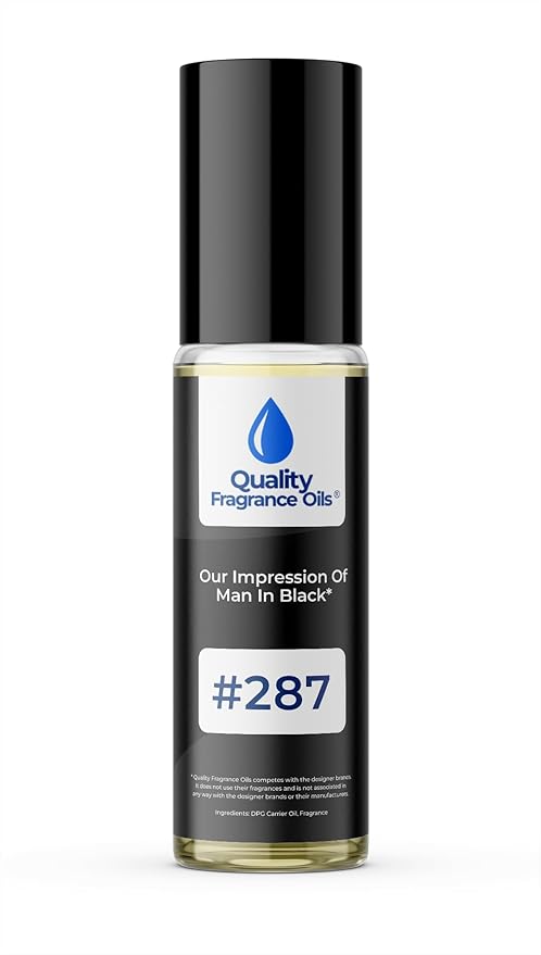 Quality Fragrance Oils' Man in Black by Bvl. Impression #287 | Long-Lasting Perfume Oil, Alcohol-Free, Strong Scent, 10ml Roll-On | Affordable Alternative to Designer Fragrances