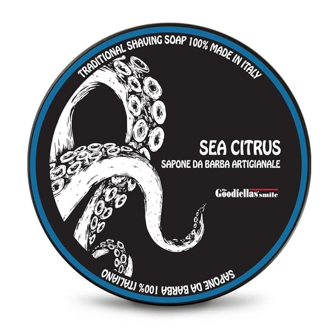 The Goodfellas’ Smile SEA CITRUS (Sea Air & Lemon) Italian Shaving Soap – Soft Lathering Soap Made in Italy for Use with Brush, Safety Razor or Straight Razor