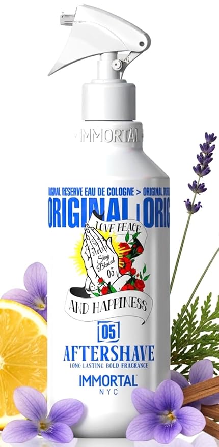 Immortal NYC Stay Blessed 05, After Shave Spray Body/Face Men's Cologne, 17 oz, Exclusive Barbers, Softens Skin, Refreshes, Purifies and Relieves Face and Skin, Moisturizing Formula After Shaving
