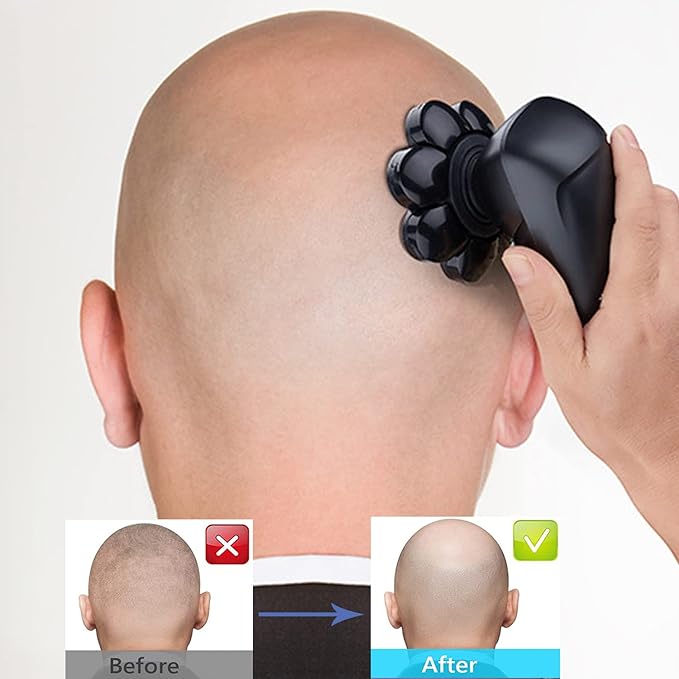 7 Blades Magnetic Head Shaver Replacement Heads Double Ring Waterproof Rotary Razor Blades for Bald Men Compatible with Freebird wyklaus shpavver (Black)