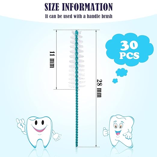 Interdental Brush Dental Picks Tooth Floss Interdental Brush Between Teeth Refills White Refills for Tooth Cleaning(30 Pieces,Small)