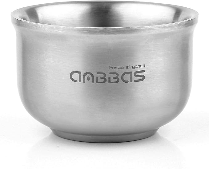 Anbbas Shaving Soap Bowl,3 Layers Food-Grade 304 Stainless Steel Shaving Cream Mug Cup for Brush Men Close Shave(Dia: 4.1 inches)