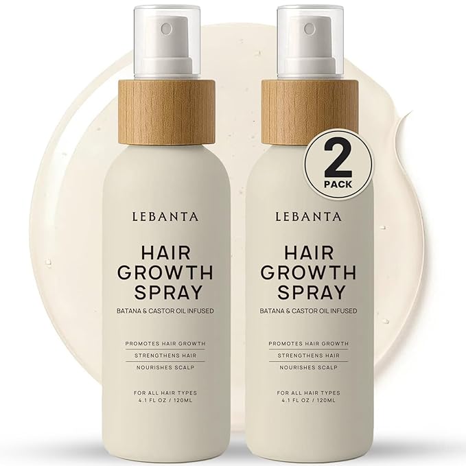Hair Growth Oil Spray - 100% Pure Ingredients For Non Greasy, Thicker & Stronger Hair - Organic Batana, Castor, Biotin, Saw Palmetto, and Rosemary Oil Gifts Women Scalp (4.1 Fl Oz (Pack of 2))