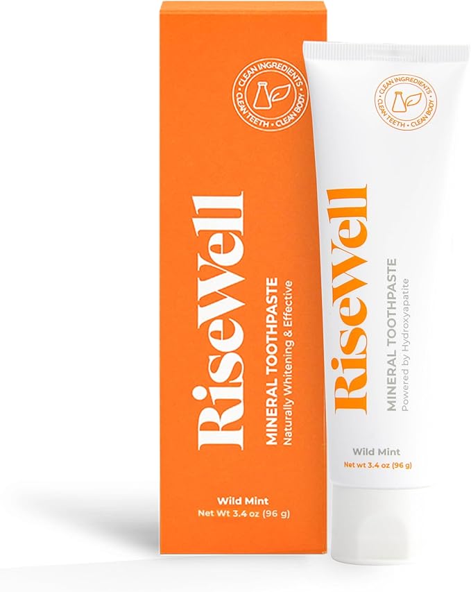 RiseWell Mineral Toothpaste - All Natural Toothpaste with Hydroxyapatite - Made in The USA, No Added Fluoride, Natural SLS-Free Toothpastes - for a Stronger and Healthier Teeth, Wild Mint, 3.4 Oz