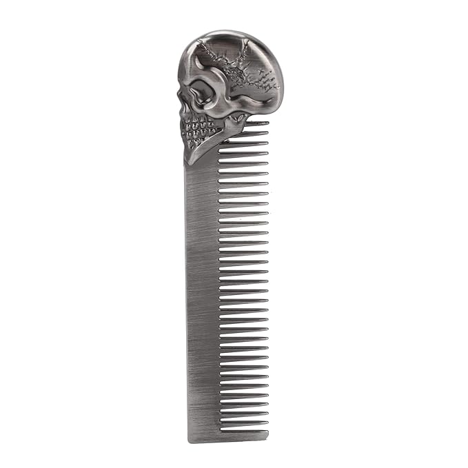 Metal Beard Comb for Men, 5.79 inch Pocket Comb, Zinc Alloy Mens Hair Combs, Protable Mustache Combs for Men, Retro Texture Brush Mens for Hair Beard Salon, Oil Hair Styling