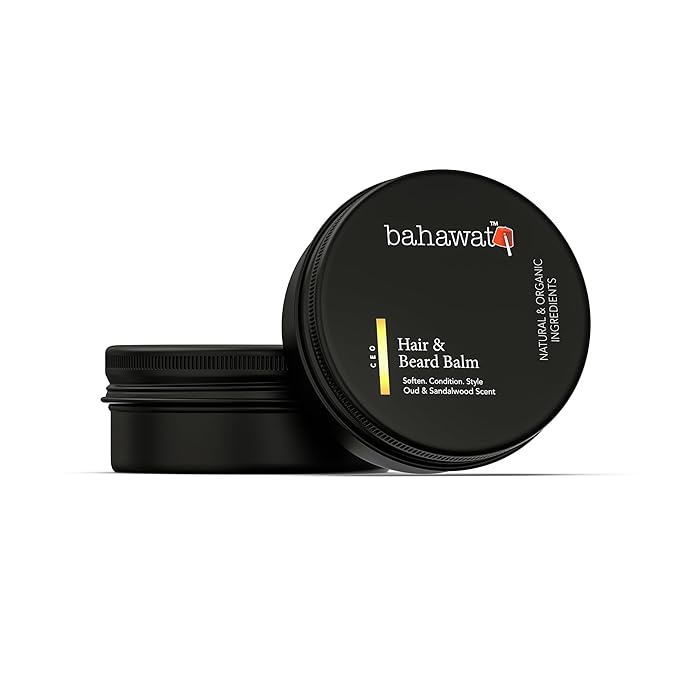 BAHAWAT Beard Balm Oud & Sandalwood - Styles, Strengthens & Softens Beards - Natural Beard Conditioner- ZERO GRIT Balm - reduces beard itch, 2 ounce