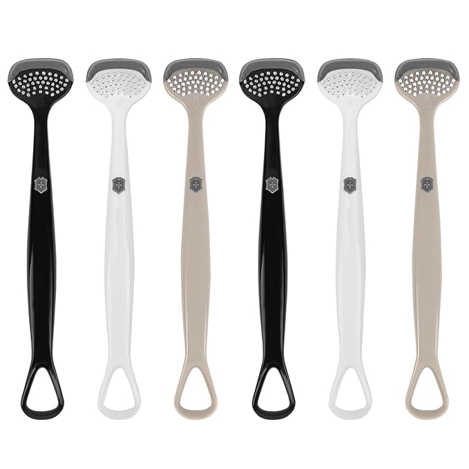 6 Pack Tongue Brush and Scraper, Tongue Cleaner for Adults, Tongue Scraper Cleaner for Oral Hygiene and Fresh Breath