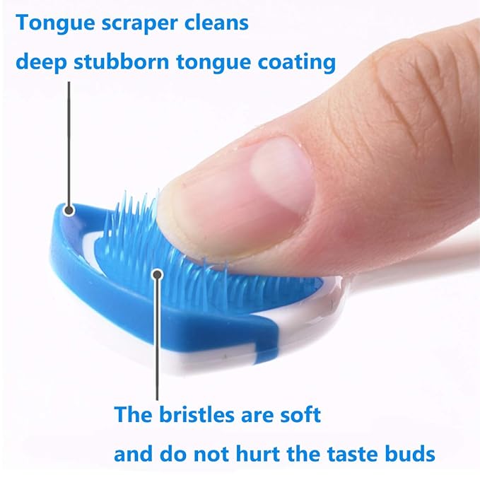 Tongue Brush, Tongue Scraper, Tongue Cleaner, Tongue Scraper Brush, Tongue Cleaner Brush, Tongue Brushes Helps Fight Bad Breath, 3 Tongue Scrapers, 3 Pack (Blue & Orange & Red)