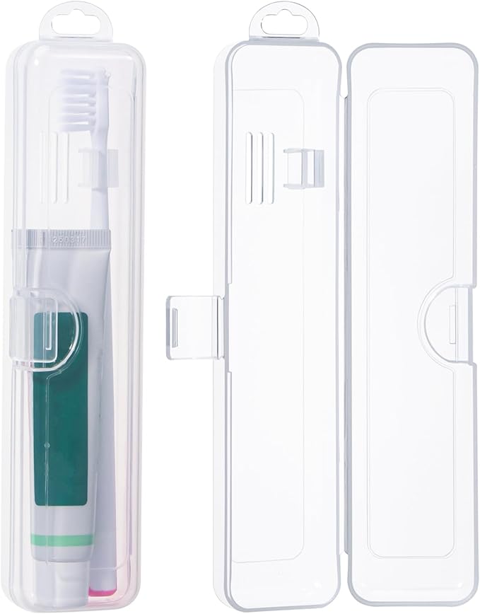 Yeeco Toothbrush Case 2 Packs, Transparent Toothbrush Travel Case, Plastic Toothbrush Holder Travel Size, 7.87 x 1.85 x 1.18 inches Portable for Traveling,Clear