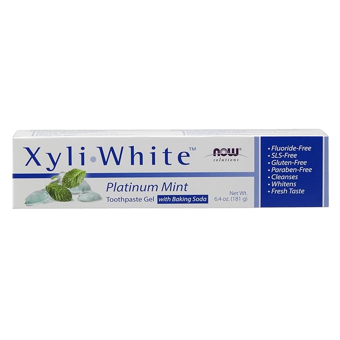NOW Solutions, Xyliwhite™ Toothpaste Gel, Platinum Mint, Cleanses and Whitens, Fresh Taste, 6.4-Ounce
