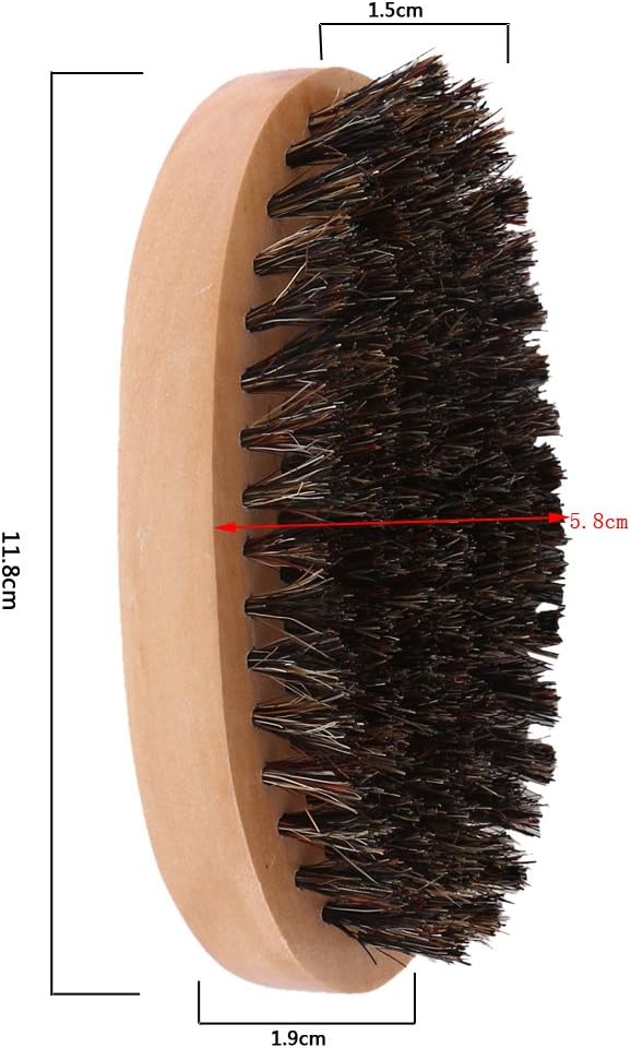Beard Brush, Men Faux Boar Bristle Wood Handle Military Pocket Mustache Beard Grooming Comb Brush