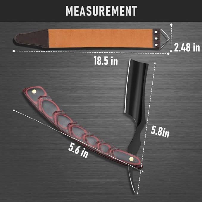 Straight razors for men,Straight Edge Barber Razor Premium Stainless Steel Shaver Razor with Shaving Strop for Men Home (NO.186-1)