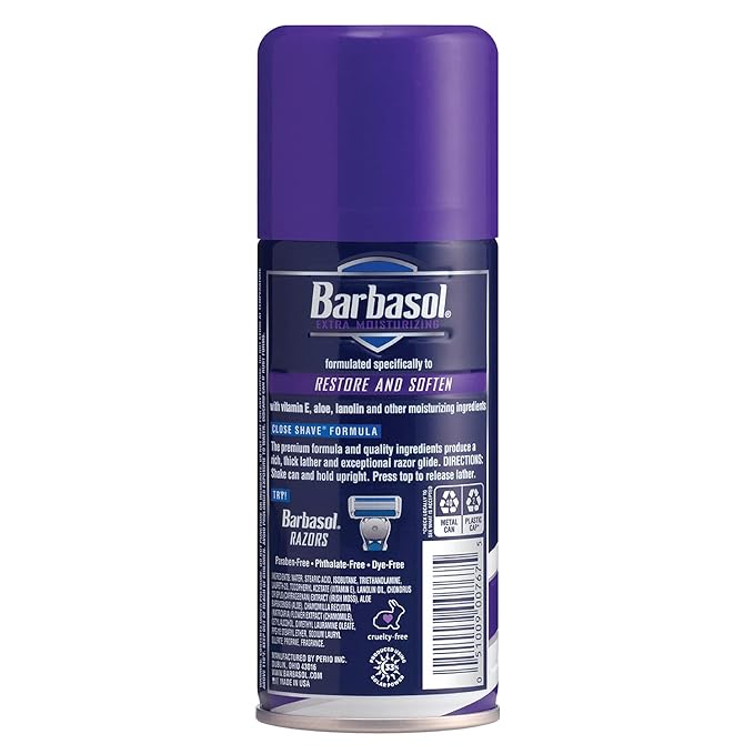 Barbasol Extra Moisturizing Thick and Rich Shaving Cream, 7 Ounce, Pack of 6