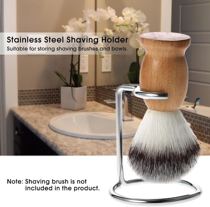 MAVIS LAVEN Stainless Steel Universal Men Shaving Brush Holder Safety Shaving Brush Holder Stand Storage Shaver Kit Organizer