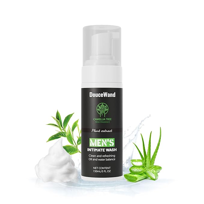 Men's Intimate Wash - Foaming Groin Cleanser for Daily Hygiene & Odor Control - Enriched with Tea Tree Oil, Aloe & Camellia Extract - pH Balanced, Refreshing Body Wash for Athletes - 5 Fl Oz
