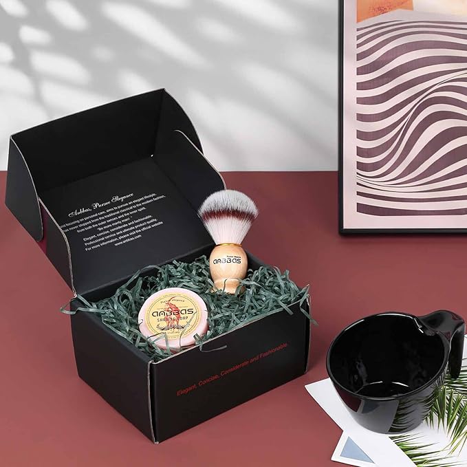 Anbbas Synthetic Badger Shaving Brush with Nylon Bristles,Melamine POP Mug for Lathering and 100g Shaving Soap for Men Close Shave,Women Girls Hair Removal