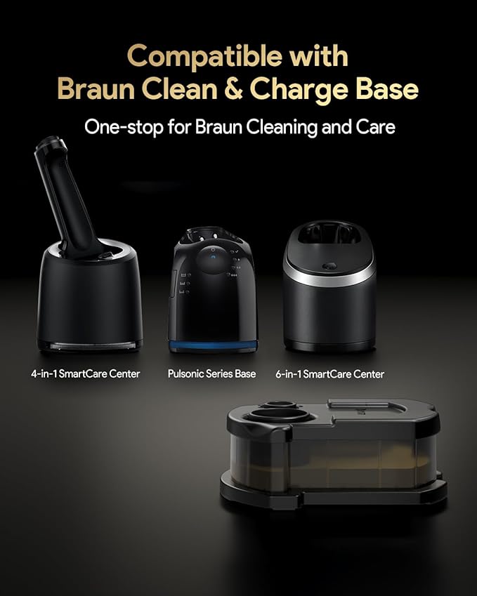 Yinke Reusable Cleaning Cartridge with 6 Pack Refill Cleaning Concentrate Capsules for Braun Clean & Renew CCR, Replacement Shaver Cleaner Solution for Clean&Charge Cleaning System, (6+1 Set)