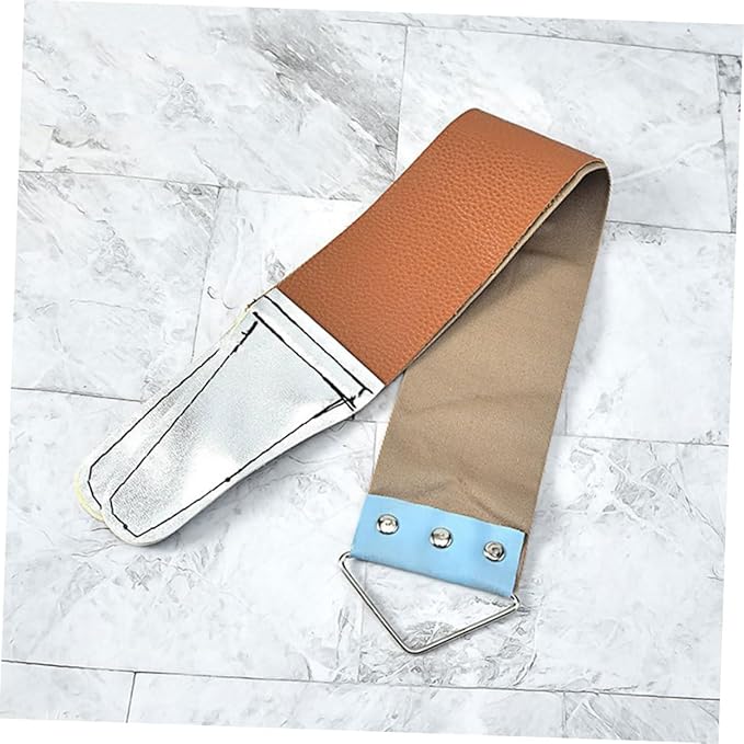 NOLITOY 2pcs Dual-sided Razor Strop Tool Practical Manual Sharpener for Straight Razors and Blades Durable Genuine Random Color Easy Operation for Home Grooming