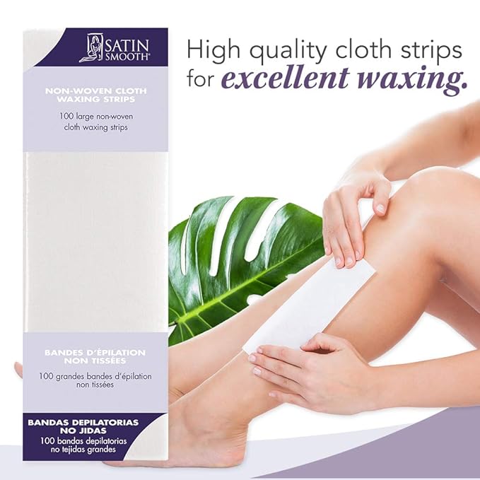 Satin Smooth Non-Woven Cloth Waxing Strips, Large, 100 ct x 2 packs