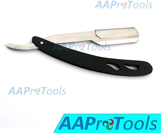 STRAIGHT EDGE BARBER SHAVING RAZOR, STEEL MATTE BLACK FOLDING STRAIGHT RAZOR, USES SINGLE EDGE REPLACEABLE BLADES A+ QUALITY