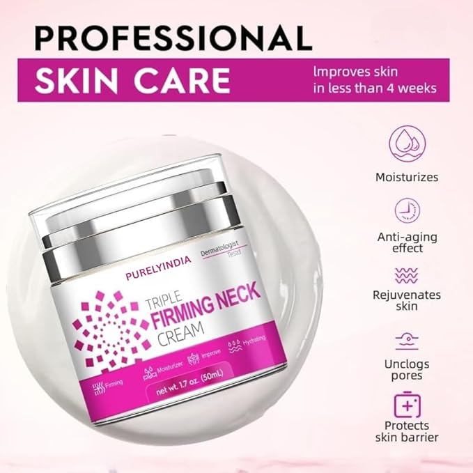 Anti-Aging Neck Cream | Retinol, Collagen & Peptides Triple Firming Moisturizer for Neck, Chin & Décolleté | Lifting & Tightening Cream, 1.7 oz