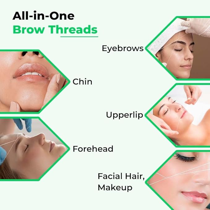Eyebrow Thread 1 Spool X 300m | Eyebrow Organic Cotton Thread |Tool for Upper Lip Chin Forehead Hair Removal | for Perfect Eyebrow Sculpting | Pack of 2