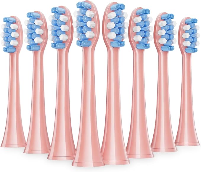 Onlyone Replacement Toothbrush Heads, Compatible with Philips Sonicare Click-on Handles, and AquaSonic Electric Toothbrush, Soft Electric Toothbrush Heads Refills, Pink, 8 Pack