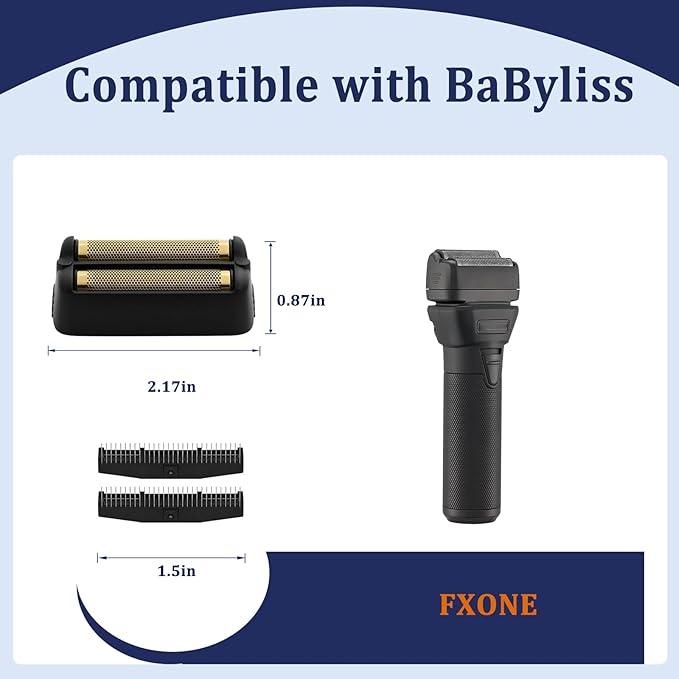 Professional Black Shaver Replacement Foil and Cutters Compatible with BaBylissPro FXONE Shaver (black)