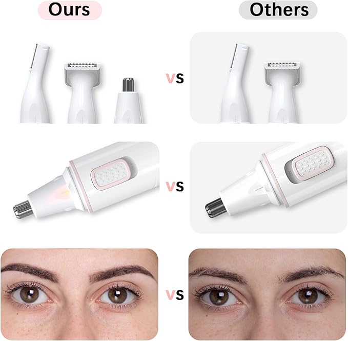 Antomoness Electric Eyebrow Trimmer for Women Hair Remover for Eyebrow Nose Face and Body Hair Removal with LED Light and Lithium-Powered Rechargeable Painless