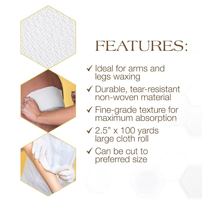 GiGi Epilating Roll for Hair Waxing/Hair Removal, Natural Muslin Epilating Roll, 2.5” by 100 yds