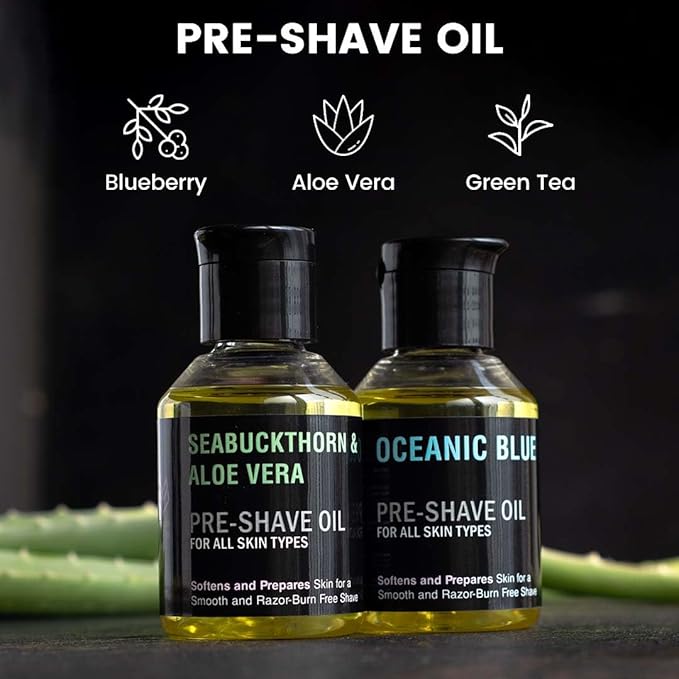 Pre-Shave Oil for Men | Oceanic Blue Scent | Softens Beard, Prepares Skin for Smooth, Razor Burn-Free Shave | Suitable for All Skin Types | 2 Fl Oz Natural Grooming Oil | Pack of 1