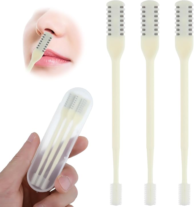 Nasal Hair Cutter with Ear Picker, 3 Pcs Double Sided Nose Trimmer 2-in-1 Manual Nasal Hair Razor Cutter for Women & Men