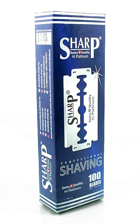 100 Sharp Hi Platinum Double Edge Razor Blades For Safety Razor - Men´s Safety Razor Blades For Shaving For Men For A Smooth And Clean Shave (1 Year Supply)