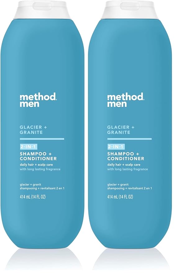Method Men 2-in-1 Shampoo + Conditioner, Glacier + Granite, 14 oz, (Pack of 2)