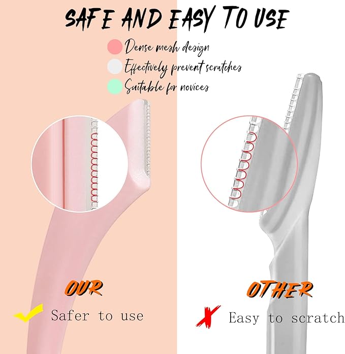 ONEUPIN 6PCS Curved Eyebrow Trimmer Set Stainless Steel Razor Scissors With Comb, Beauty Tool for Beginners, Suitable for Any Skin Type, Hair Removal Accessories for Men Women
