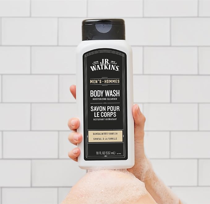 J.R. Watkins Body Wash Men's Sandalwood Vanilla, 18 fl oz, 2 Pack