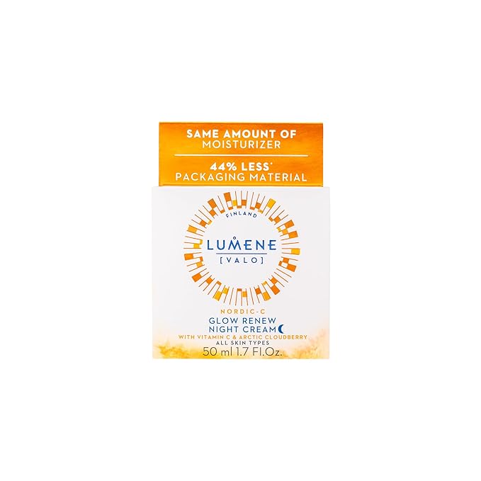Lumene Nordic-C [Valo] Glow Renew Night Cream - Revitalizing Facial Moisturizer with Arctic Cloudberry, Hyaluronic Acid and Vitamin C - Radiance-Boosting Vegan Skin Care (1.7 oz)