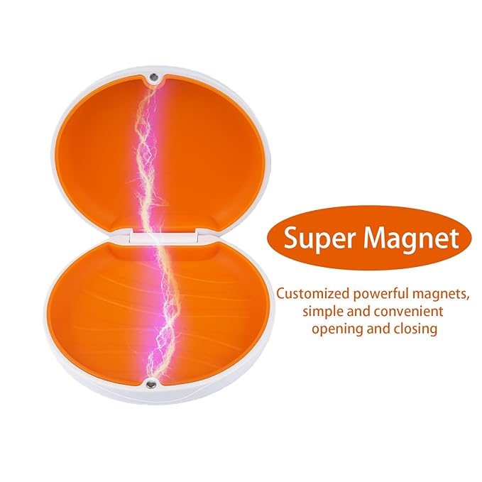 2PCS Retainer Case Compatible with Invisalign,Cute Slim Aligner Case,Customized Magnetic Closure Orthodontic Retainer Cases (2 Pack White+ Orange Silicone)